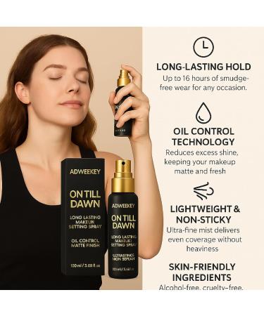 On Till Dawn Makeup Setting Spray Long-Lasting Matte Finish Oil-Control Formula Fast-Drying Mist for All-Day Wear 100ml (3.38 fl.oz) - Buy Online on GoSupps.com
