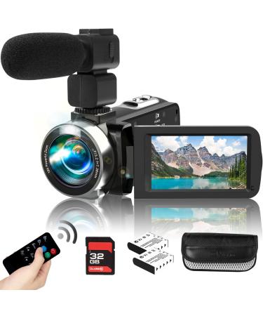 Heegomn Video Camera Camcorder with Microphone HD 2.7K Video Recorder Camera Vlogging Camera for YouTube Kids Camcorder with 3.0" LCD Screen,18X Digital Zoom,Remote,2 Batteries and 32G SD Card