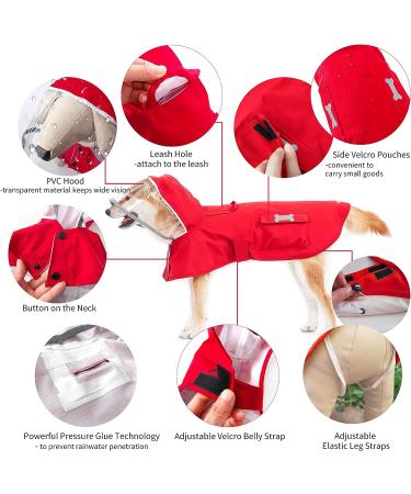 Dog Waterproof Raincoat with Poncho Hoodie | High Reflective Yellow Pet Jacket for Medium Dogs | Red - Buy Online on GoSupps.com