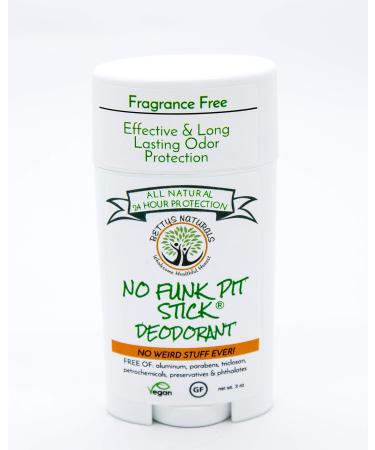 No Funk Pit Stick All Natural Deodorant  Fragrance free  Aluminum Free  Gluten Free  Vegan  24 hour odor protection  with zinc oxide  Bentonite clay
