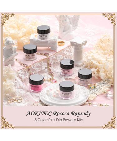Dipping Powder Nails Set - Aokitec 14pcs Dip Powder Kit with 9 Colors Activator Base/Top Coat for DIY Nail Art & Manicure - Buy Online on GoSupps.com