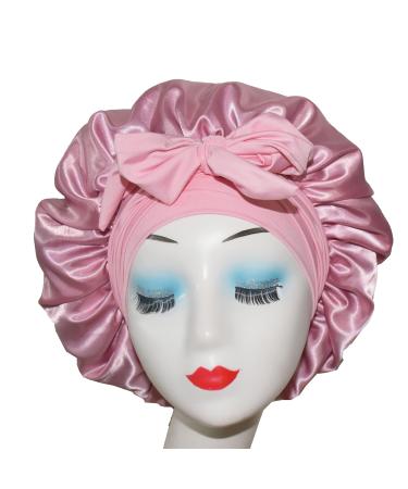BONNET QUEEN Silk Bonnet for Sleeping Satin Bonnets Hair Bonnet Sleep Hat for Women with Tie Band Medium (Pack of 1) Light Rose Gold