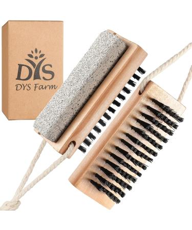 2-in-1 Nail Brushes for Cleaning Fingernails & Exfoliating Feet - Wooden Foot Scrubber with Pumice Stone | Manicure Pedicure Tools - Buy Online on GoSupps.com