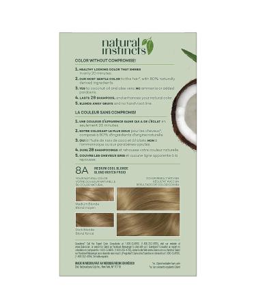 Clairol Natural Instincts 8A Medium Cool Blonde Demi-Permanent Hair Dye - 5.85 Fl Oz - Buy Online on GoSupps.com