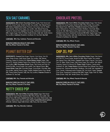 Funky Chunky Gourmet Popcorn Sampler Variety Pack - Sea Salt Caramel, Nutty Choco Pop, Peanut Butter Cup, Chip Zel Pop, Chocolate Pretzel - 2 oz (5 Bags) - Buy Online on GoSupps.com