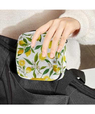 Lemon Floral Sanitary Napkin Storage Bag - Portable Period Kit for Women, Girls, and Ladies - Menstrual Cup & Tampon Pouch - Color 9 - Buy Online on GoSupps.com