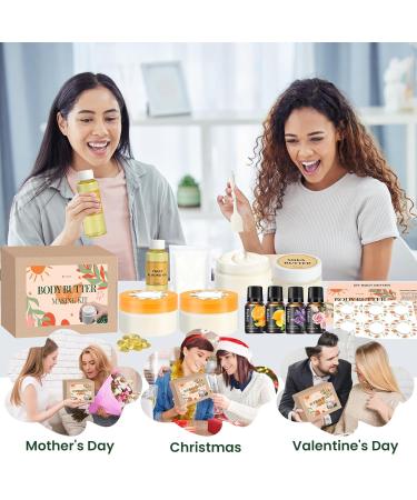 TSVATE Body Butter Making Kit- DIY Whipped Body Butter Kit with Shea Butter Raw Organic Sweet Almond Oil Vitamin E Moisturizing for Body Lotion Cream Making Kit Christmas Gifts for Women Girls - Buy Online on GoSupps.com