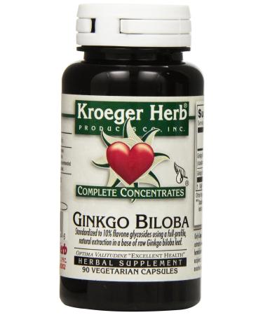 Kroeger Herb Ginkgo Biloba - 90 Vegetarian Capsules Ginkgo Biloba 90 Count (Pack of 1)