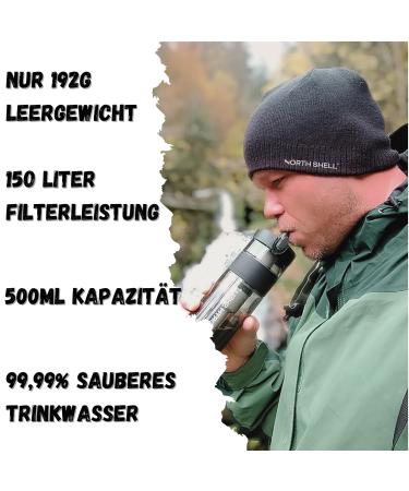NORTH SHELL 500ml Water Filter | Outdoor Survival Hiking & Travel | Removes 99.99% Pollutants | Reliable & Portable Water Purifier - Buy Online on GoSupps.com