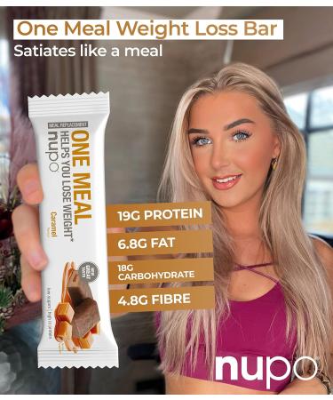 NUPO One Meal Bar Caramel | High Protein & Low Sugar | 24 Vitamins & Minerals | Meal Replacement for Weight Loss | 24 x 60g - Buy Online on GoSupps.com