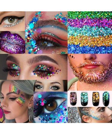 GL-Turelifes Chameleon Body Glitter Gel Set - Sparkling Chunky Glitter for Eyes, Face, Lips & Body - Festival Cosmetic Glitter - Long Lasting - 2 Pack - Buy Online on GoSupps.com