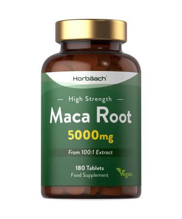 Maca Root 5000mg | Supplement for Women & Men 180 Vegan Tablets (Not Capsules) | High Strength Peruvian Maca Root Extract | by Horbaach - Buy Online on GoSupps.com