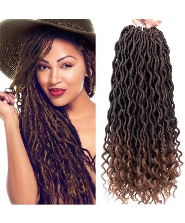 Karida Goddess Locs Crochet Hair 18 Inch 6 Packs Wavy Faux Locs Crochet Hair for Black Women Goddess Faux Locs Crochet Hair With Curly Ends (18 inch T30) 18 Inch (Pack of 6) T30