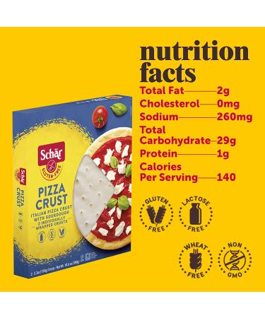 Schar Gluten-Free Pizza Crust - No GMOs, Wheat, or Lactose - 2 Pack (2 x 5.3 oz) - Buy Online on GoSupps.com