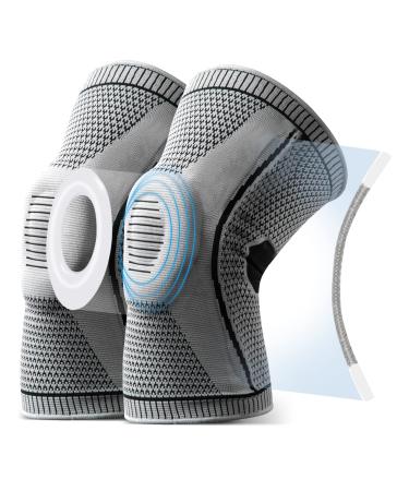 2 Pack Knee Braces for Knee Pain Ultra Knee Compression Sleeves with Silicone Gel & Spring Support Medical Grade Knee Patella Protector for Knee Pain Arthritis Jogging Sports Meniscus Tear Running Men&Women Joint Pain Re...