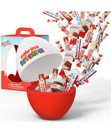 Chocolate friends gifts personalized large chocolate packs with Ferrero Mix |Ideal as a birthday and Easter gift huge surprise egg with names for women men children filled XS (1 Pack)
