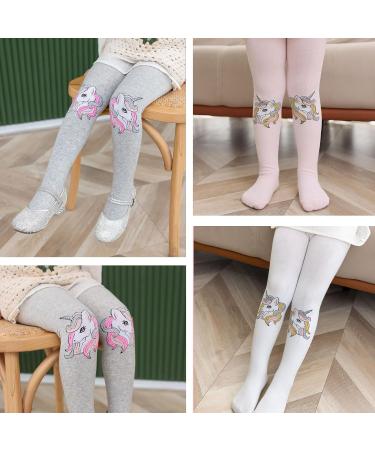 Silkglory 3PCS Baby Toddler Tights with Cute Glitter Print - Seamless Cotton Pantyhose for Girls 2-4 Years - Grey/Pink/Ginger - Buy Online on GoSupps.com