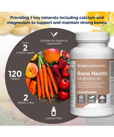 Bone Health Multivitamins | With Calcium Magnesium Zinc Copper and Vitamin C | 120 Tablets 2 Month Benefit | Vegetarian & Vegan Friendly | Simply Supplements - Buy Online on GoSupps.com