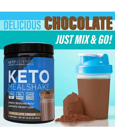 Keto Science Chocolate Cream Ketogenic Meal Shake - Energy Boosting MCTs - Supports Weight Loss - 28 Servings, 1.28 lb (Pack of 2) - Keto & Paleo Friendly - Buy Online on GoSupps.com