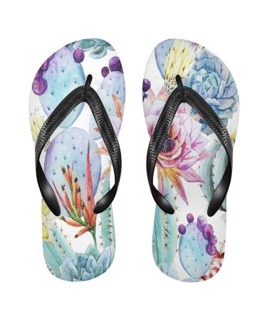 Mnsruu Tropical Floral Cactus Flower Flip Flops Home Hotel Spa Bedroom Travel M for Men Women