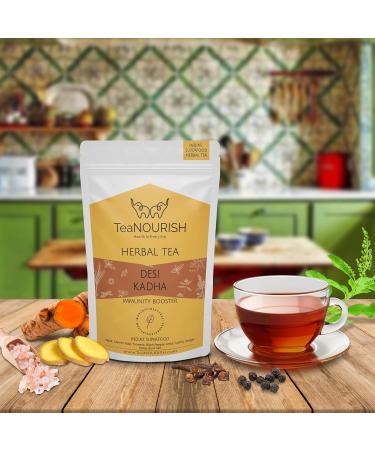 Teenourish Desi Kadha | Herbal Tea for Immunity | Authentic Indian Superfoods | Turmeric Amla Tulsi & Ginger | 100g | Relax & Rejuvenate - Buy Online on GoSupps.com