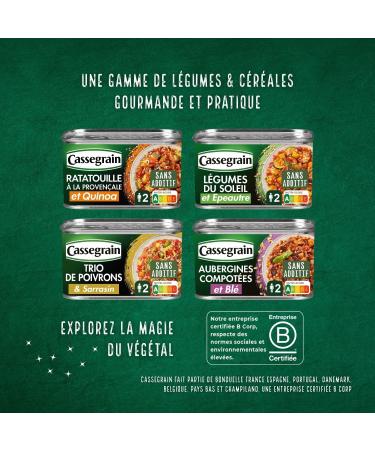 CASSEGRAIN - L gumes du Soleil & Epeautre - Huile d'Olive Vierge Extra 4 7% - Sans Additif - Nutri-Score A - Emballage 100% Recyclable - Bo te de Conserve de 375 g 375 g (lot de 1) - Buy Online on GoSupps.com