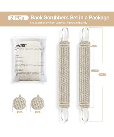Suntee 2 Pack Exfoliating Back Scrubber Set for Shower - Loofah Back Washer for Men and Women (32.5*3.5 inch) - Buy Online on GoSupps.com
