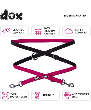 DDOXX Air Mesh Dog Leash 2m | Double Leash for Small & Large Dogs | Pink XS Rosa | Perfect for Walking Running & Training - Buy Online on GoSupps.com
