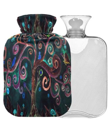 Naanle hot water bottle with cover Flowers Tree of life Transparent hot water bottle heat bottle for back pain relief handfoot warmer neck warmth and cold therapy 2l