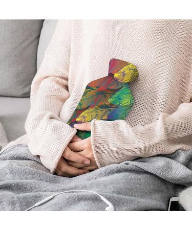 Colorful Feathers Hot Water Bottle with Plush Cover - Perfect Hand Warmer for Adults & Kids - 26.5x15.3cm - Buy Online on GoSupps.com