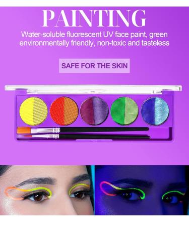 UV Neon Blacklight Body Paint Set with Brushes - Vibrant Neon Colors for Christmas Parties Dance Events & Art Projects - Long-Lasting Glow Under Blacklight - Buy Online on GoSupps.com
