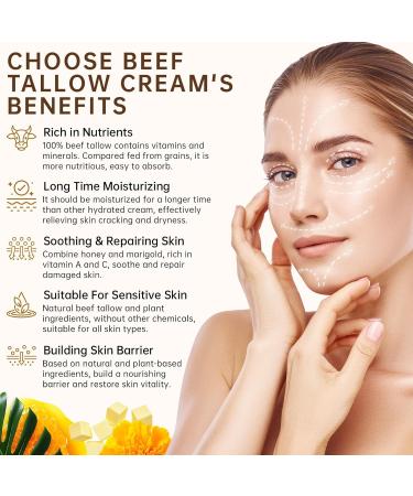 Beef Tallow Balm For Skin Organic Beef Tallow and Honey Cream For Dry Skin Deep Moisturizing Tallow Body Butter Lotion For Cracked Skin Beef Tallow Moisturizer 2 OZ. 2 Ounce (Pack of 1) - Buy Online on GoSupps.com