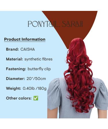 CAISHA 20" Hairpiece Ponytail Clip On Extension With Butterfly Claw Voluminous Wavy Intense Red H101 intense red #3100 H101 - Buy Online on GoSupps.com