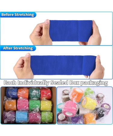 120 Pack Colorful Self Adhesive Bandage Wrap | 2" x 5 Yards Cohesive Vet Wrap for Pets & Sports | Breathable Elastic Tape in 24 Colors - Buy Online on GoSupps.com