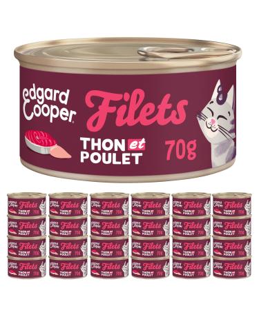 Edgard & Cooper Fillet Cat (Tuna & Chicken 70g x 24) Fresh Meat and Fish and Quality Protein Real Ingredients for