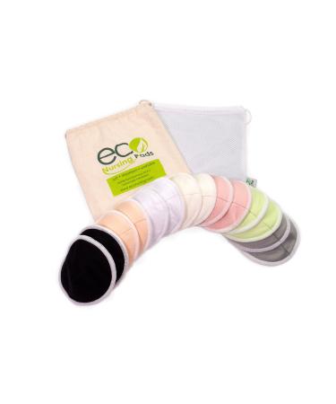 Contoured or Round | Washable Reusable Bamboo Nursing Pads | Organic Bamboo Breastfeeding Pads | Large (12cm) | 14 Pack with 2 Bonus Pouches & Free E-Book Contoured 14 Piece Large (12cm)