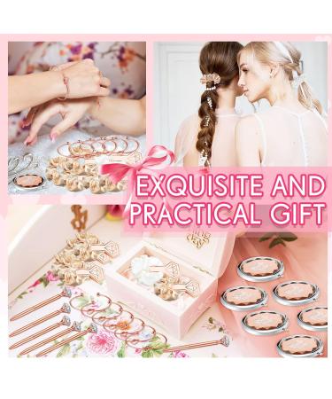 24 Pack Bridesmaid Proposal Gifts: Hair Scrunchies, Makeup Mirror, Love Knot Bracelets, Diamond Pens | Wedding Bridal Party Accessories - Buy Online on GoSupps.com