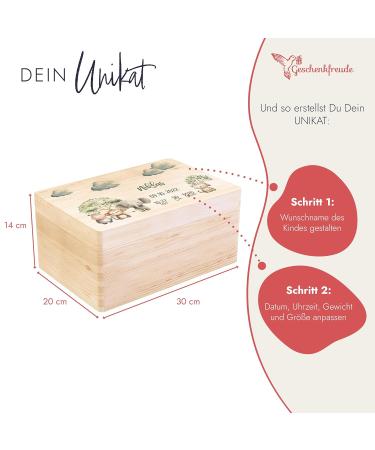 Personalized Baby Storage Box with UV Print - 30x20x14cm | Unique Birth Gift & Souvenir Box for Children - Wooden Baby Box - Perfect for Africa - Buy Online on GoSupps.com