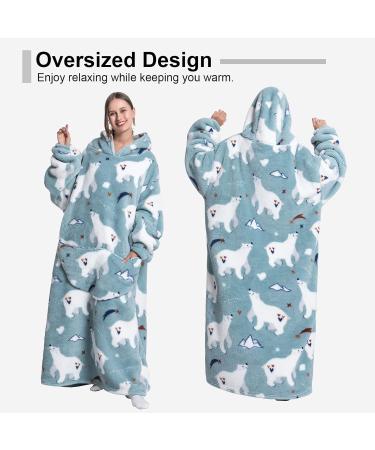 AUUNER Oversized Wearable Blanket Hoodie - Long Flannel Sweatshirt with Giant Pocket | One Size for Women, Men, Teens - Bear-140cm - Buy Online on GoSupps.com
