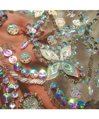 Noble Handmade Crystal AB Beaded Bridal Applique Patch - DIY Wedding Dress Trim 38x56cm - Buy Online on GoSupps.com