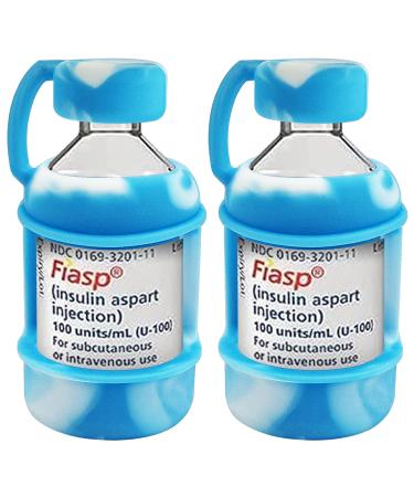 Insulin Vial Protector Silicone Protective Travel Case for 10ML Insulin Bottles (Blue)