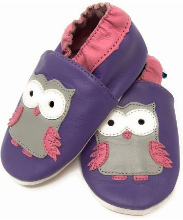MiniFeet Premium Soft Leather Baby Shoes - Buy 4 Pairs, Get 1 Free! Purple Owl Toddler Shoes - 0-6 Months to 4-5 Years - Buy Online on GoSupps.com
