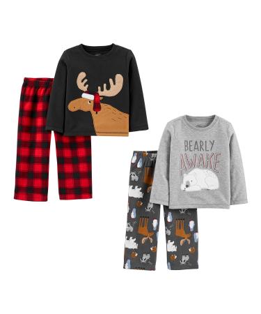 Simple Joys by Carter's Boy's Pajama Set 3 Years Black Reindeer/Dark Grey Forest Animals/Grey Polar Bear/Buffalo Plaid