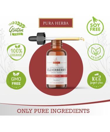 Elderberry Tincture Organic Elderberry Extract Liquid Drops Sambucus Herbal Supplement Immune Support Elderflower & Elderberry Blend Alcohol-Free 2 fl oz - Buy Online on GoSupps.com