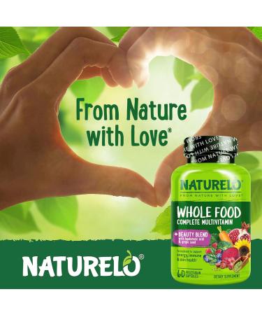 NATURELO Whole Food Multivitamin with Extra Hair Skin & Nails Support - Beauty Blend with Hyaluronic Acid & Grape Seed - High Potency Biotin Vitamin C & Glutathione 60 Vegan Capsules (Pack of 2) Unflavored 60 Count (Pac  - Buy Online on GoSupps.com