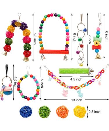 Youngever 12 Packs Bird Swing Toy with Hanging Bell - Ideal Parrot Toys for Parrots, Finches, Macaws, Cockatiels - Buy Online on GoSupps.com