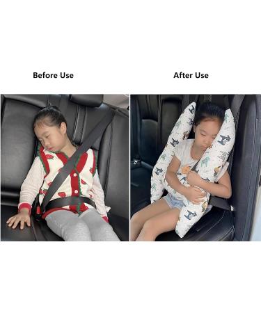 Qchomee Kids Car Travel Pillow | Seat Belt Cushion Head Neck Support for Car Safety - Adults & Children Headrest | White - Buy Online on GoSupps.com