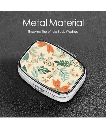 Portable Leaves & Flower Printed Square Pill Box | Travel Medicine Organizer for Easy Use - Buy Online on GoSupps.com
