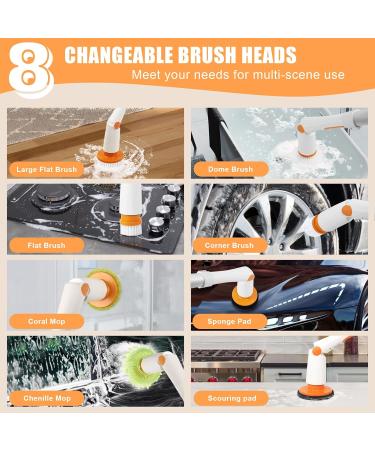 8 Replacement Brush Heads for Yorraka Cordless Electric Spin Scrubber - Shower & Bathroom Cleaning Set (Orange) - Perfect for Tub Tile & Floor Care - Buy Online on GoSupps.com