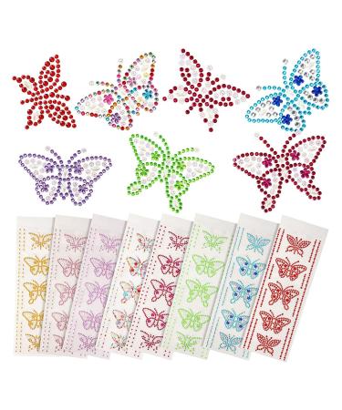 HAPINARY 8 Sets Jewel Stickers 3D Stickers Acrylic Car Bumper Butterflies Stickers Diamond Butterflies Stickers